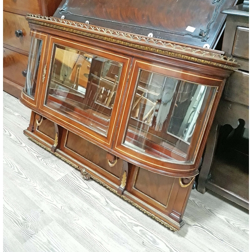 72 - A French 20th century gilt metal mounted wall cabinet, length 121cm.