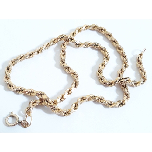 198 - A 9ct gold chain, length 40cm, wt. 23.1g.