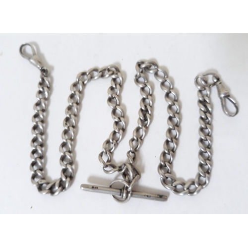 379 - A hallmarked silver Albert chain, length 48cm, wt. 42.3g.