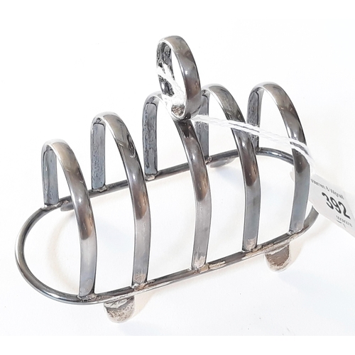 392 - A hallmarked silver toast rack, wt. 2 1/2oz.