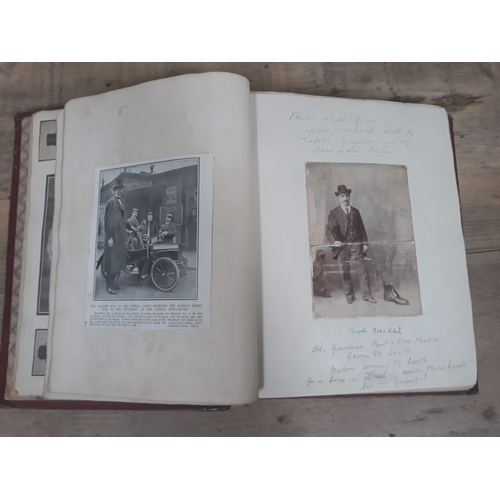 429 - An early 20th Century scrap book album with Queen Mary signature, interesting clippings including Ti... 