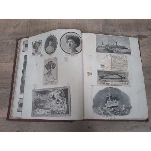 429 - An early 20th Century scrap book album with Queen Mary signature, interesting clippings including Ti... 