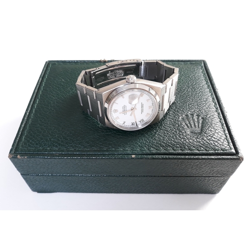 102 - A Rolex Oysterquartz Datejust 35mm stainless steel wristwatch circa 1997, white dial having Roman Nu... 