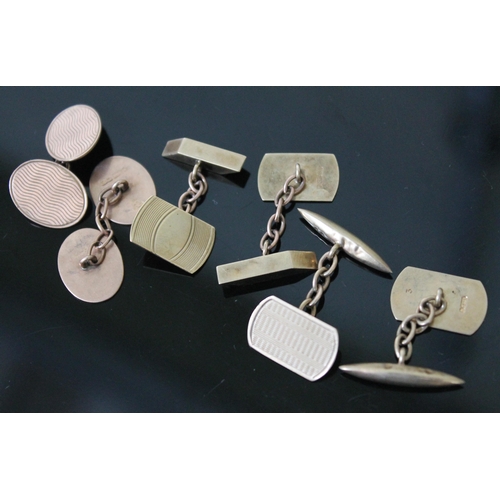 116 - Three pairs of hallmarked 9ct gold cufflinks, gross wt. 12.1g.