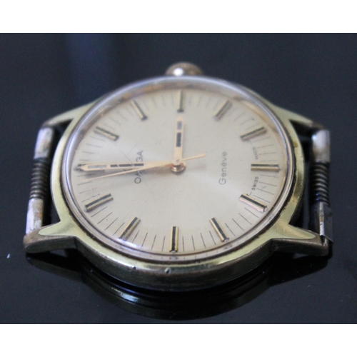 138 - A vintage gold plated Omega wristwatch, diam. 34mm, stainless steel back.