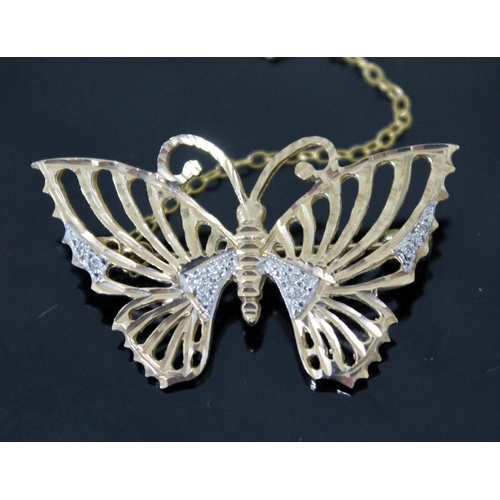 158 - A hallmarked 9ct gold butterfly brooch, width 4cm, height 2.5cm, gross weight 5.1 grams