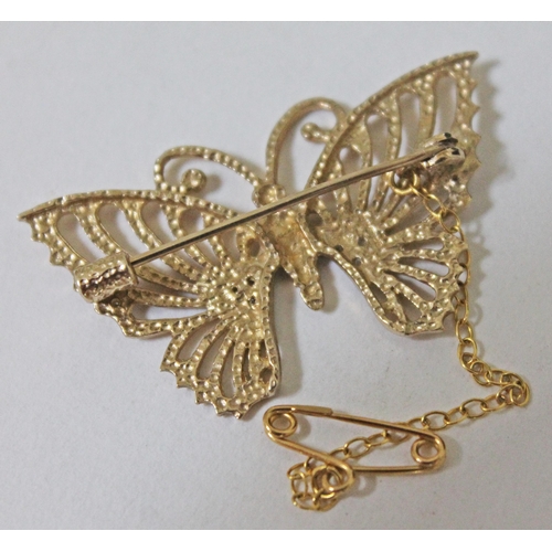 158 - A hallmarked 9ct gold butterfly brooch, width 4cm, height 2.5cm, gross weight 5.1 grams