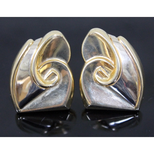 159 - A pair of Italian 18ct gold earrings by Andriolo, height 3.7cm, width 3cm, gross weight 18.1 grams, ... 