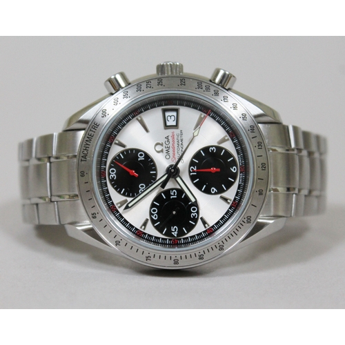 174 - An Omega Speedmaster Date Automatic Chronometer stainless steel wristwatch, silver dial with black s... 