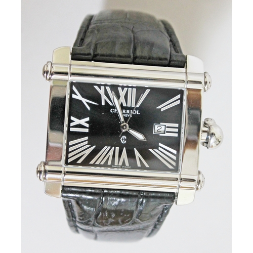 179 - A Phillipe Charriol Actor stainless steel wristwatch with crocodile leather strap and quartz movemen... 