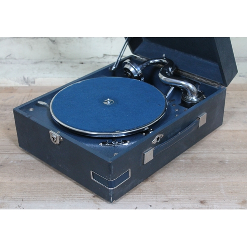 20 - A HMV portable gramophone in blue case.