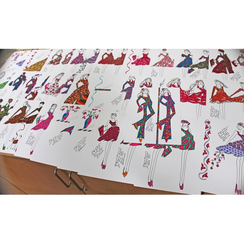 359 - Roz Jennings (b1952), a group of thirty original fashion illustrations, pen and ink, 21cm x 30cm, ea... 