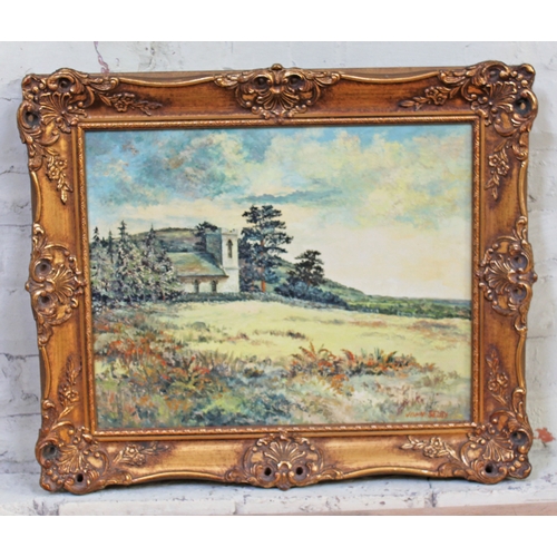 365 - John Selby, landscape, oil on board, 49cm x 39cm, fancy frame 65cm x 45cm.