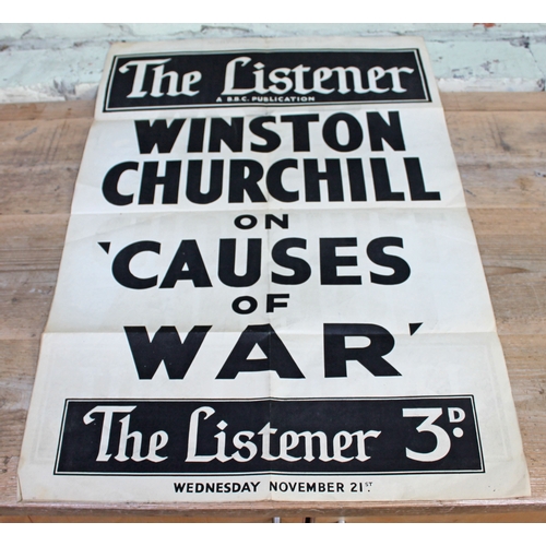 366 - A BBC poster The Listener Winston Churchill on the Causes of War 50cm x 76cm