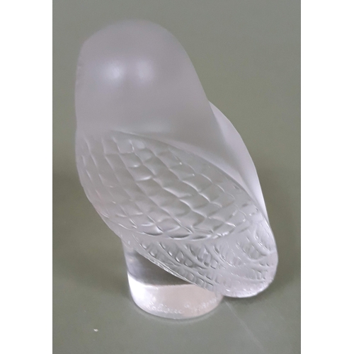 391 - Rene Lalique glass paperweight formed as on owl, height 8.5cm.