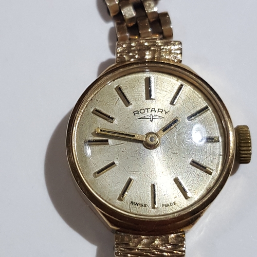 185 - A hallmarked 9ct gold Rotary wristwatch and strap, gross wt. 15.7g.