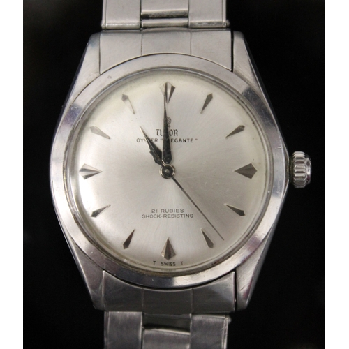 101 - A Gentlemans stainless steel Rolex Tudor Oyster 'Elegante' wrist watch, the round silver dial having... 