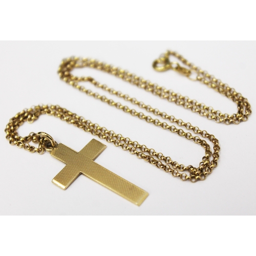 116 - A 9ct gold chain with crucifix pendant bot marked 375, approx length 26cm, gross weight 4.4 grams