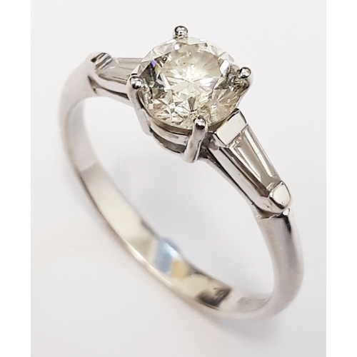 125 - An Art Deco style diamond solitaire ring, the four claw set round brilliant cut diamond approximatel... 