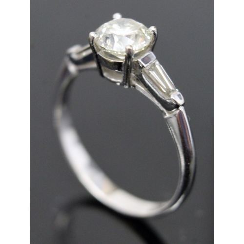 125 - An Art Deco style diamond solitaire ring, the four claw set round brilliant cut diamond approximatel... 