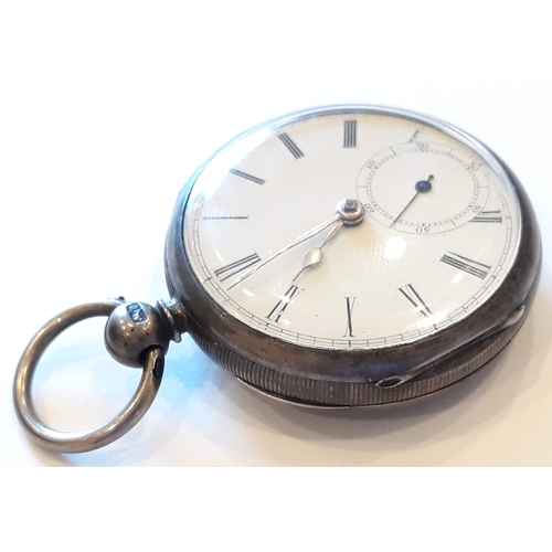 164 - A silver pocket watch, diam. 4.5cm