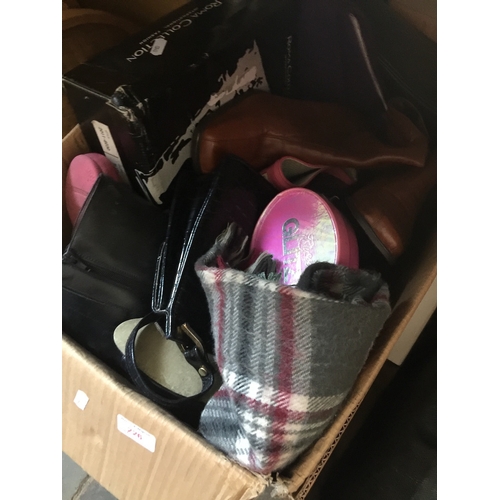 226 - A box of ladies shoes and bags