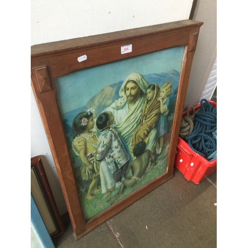 905 - A religious print in oak frame