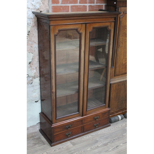 62 - A Victorian mahogany glazed bookcase top with lower drawers, width 84cm, depth 36cm & height 137cm.