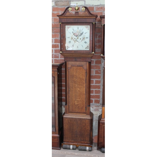 63 - A Georgian eight day long case clock, the painted dial with rolling moon inscribed 'Hodghon Preston'... 