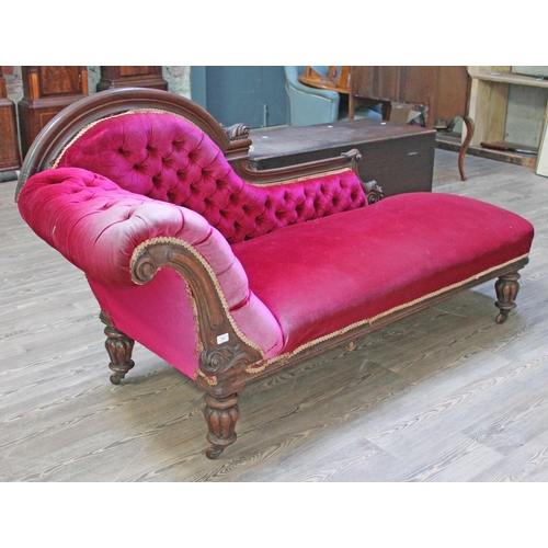 77 - A Victorian chaise lounge, length approx. 202cm.