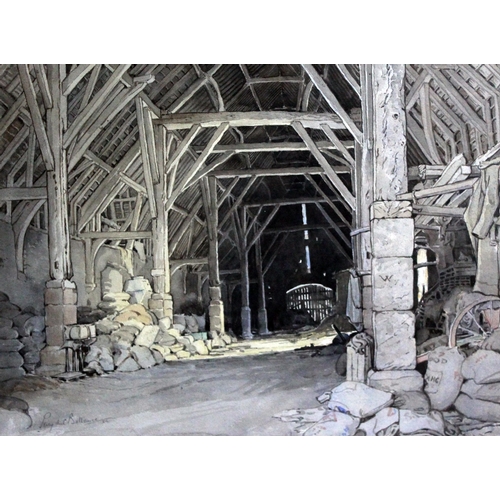 92 - Percy Des Carrieres Ballance (1899-1970), barn, watercolour, 60cm x 50cm, signed and dated '54, glaz... 