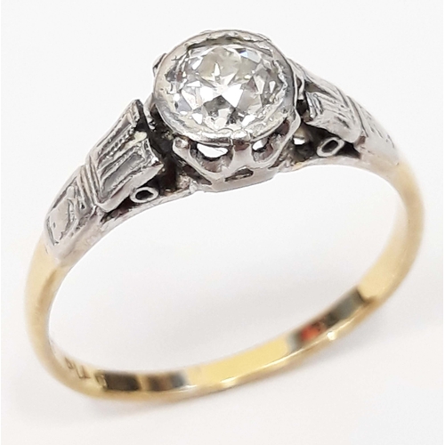 100K - A single single diamond solitaire ring, the stone approx. 0.50 carats, band marked '18ct PLAT', gros... 