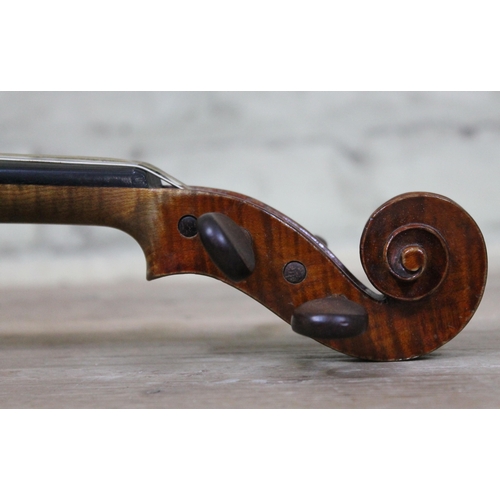 93 - A 19th century full size French violin stamped inside 'Nicolas Bertholini', length of back 14