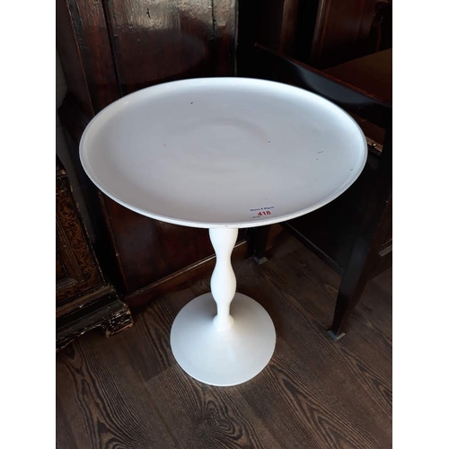 418 - A 'Content' white metal pedestal table designed by Terence Conran, height 57cm.