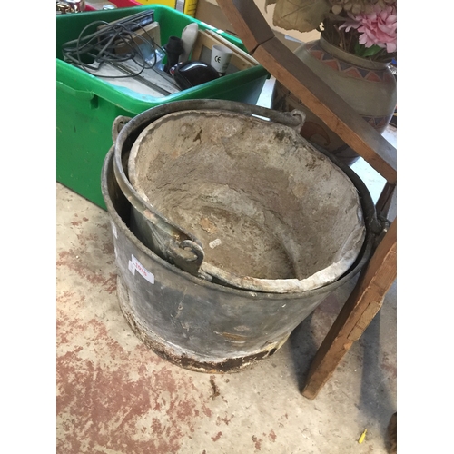 1075 - 2 galvanised animal feed buckets