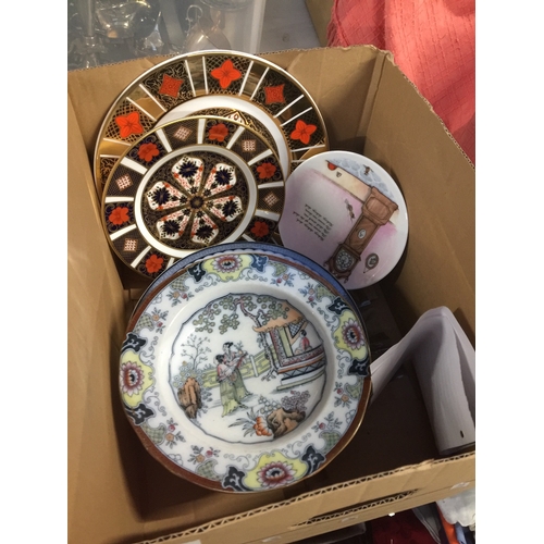 1005 - A box of  plates inc two Royal Crown Derby