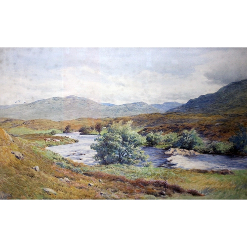 390 - Richard Redfern, 19th century, Lake District landscape, watercolour, 68cm x 46cm, signed 'R Redfern'... 