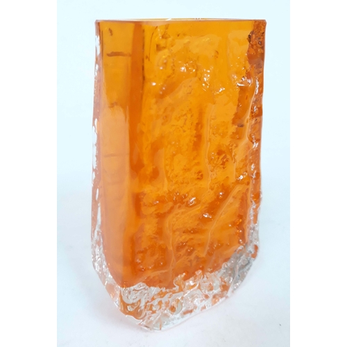 422 - A Whitefriars tangerine textured glass coffin vase, height 13cm.