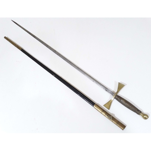 428 - A Masonic sword and scabbard.