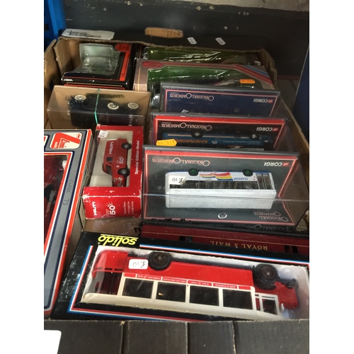 117 - A box of model buses and railway items