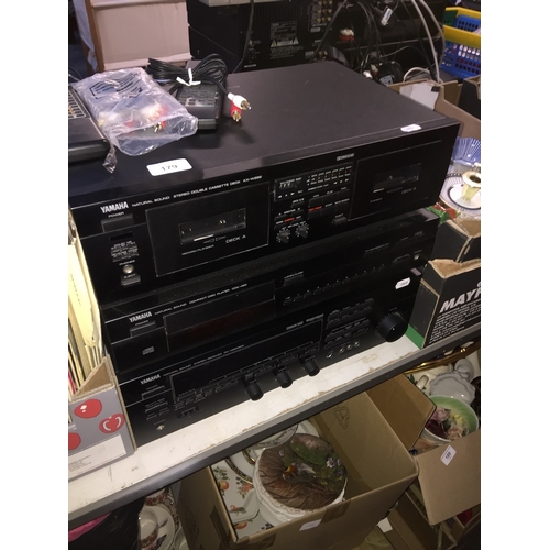 179 - A Yamaha stereo system, double cassette deck, CD player and receiver