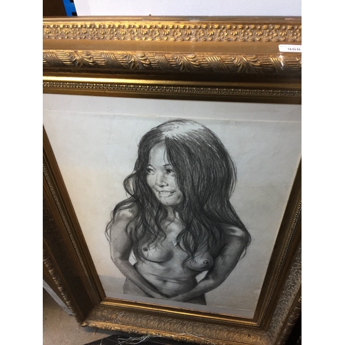 988 - A 1970s nude in ornate frame 40x29 inches