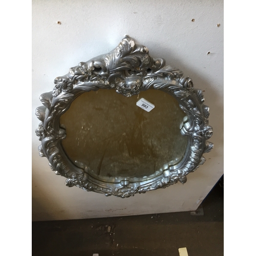 993 - A silver painted gesso mirror