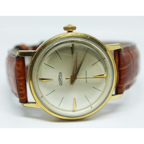 106 - A gent's Roamer Rotopower stainless steel automatic wristwatch on later leather strap, case diameter... 