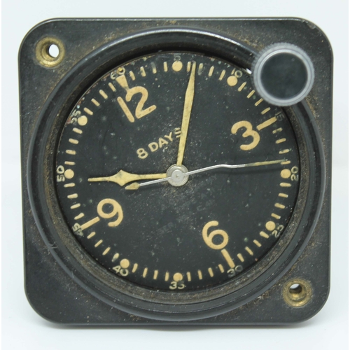 126 - An Elgin WWII U.S. Army 8 day aviation clock, type A-11, Calibre 562, serial number 156, case dimens... 