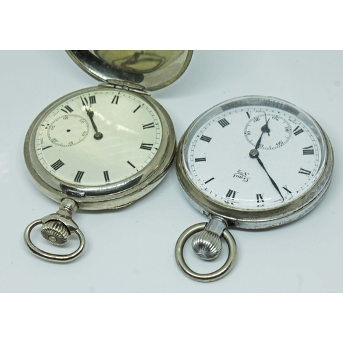 136 - Two silver plated pocket watches; a Zenith ref.1906819 and a Limit no.2, case diameters 48 & 49mm.