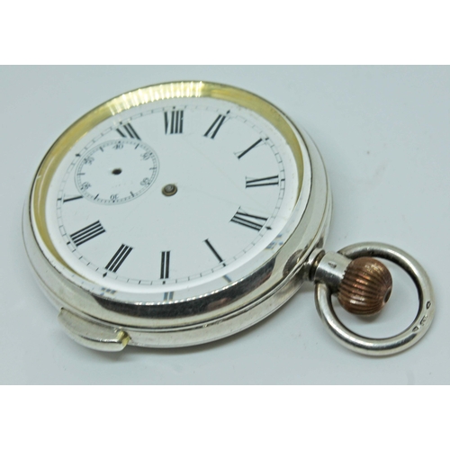 140 - A silver repeater pocket watch marked 0.935, case diameter 50mm.