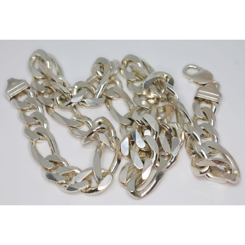 93 - A silver chain, marked '925' and also with silver import marks, length 65cm, wt. 5oz.