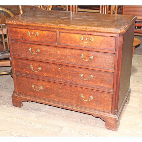 81 - A Georgian oak chest of drawers, width 100cm, depth 52cm & height 82cm.