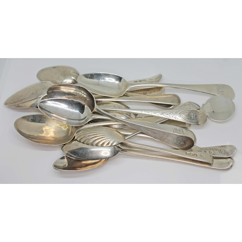 96 - A quantity of mainly Georgian hallmarked silver tea spoons, wt. 8oz.